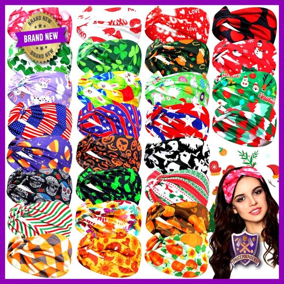 Accessories - Stretchy Holiday Headbands Set Festive Nursing Hair Accessories Elastic Non Slip